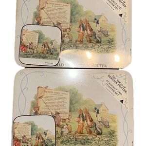 The World Of Beatrix Potter Cork Backed Placemat & Coaster Sets (2) Bunnies NEW
